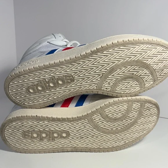 adidas White Athletic Shoes with Blue and Red Stripes - Picture 9 of 9